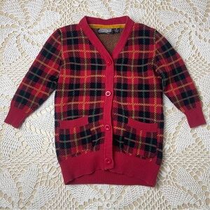 Rock Your Kid Baby Girl 2 Years Red Tartan Plaid Long Cardigan